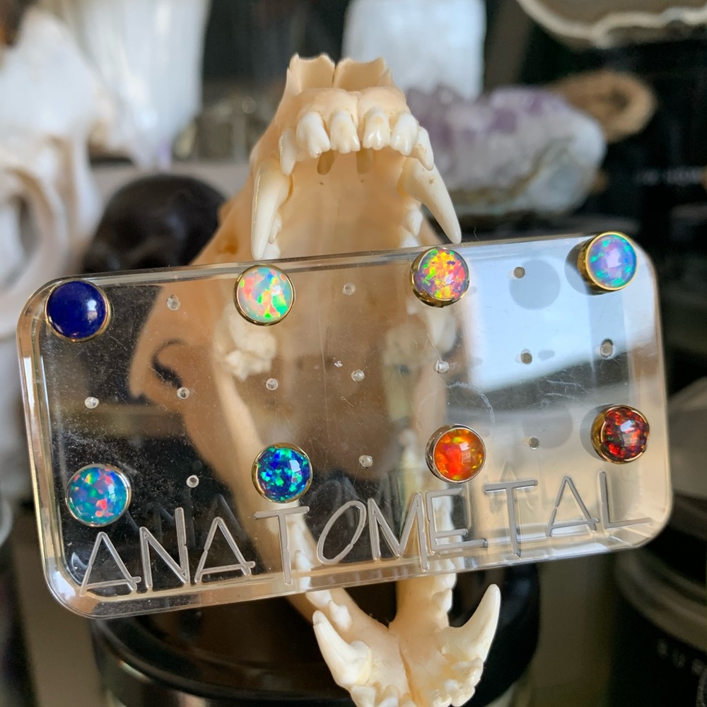 Assorted 14g Anatometal Opal and titanium internally-threaded ends - Picture 2 of 8